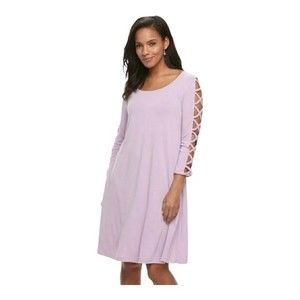 Nina Leonard Womens S Strappy Cut Out Sleeve Scoop Neck Shift Dress with Pockets
